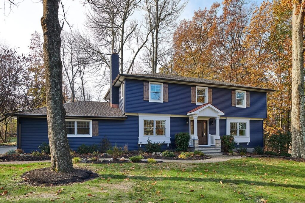 Dark blue home front view